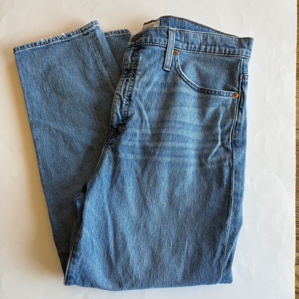 Madewell Classic Straight Jeans Light Indigo High Rise Stretch Denim Size 32β